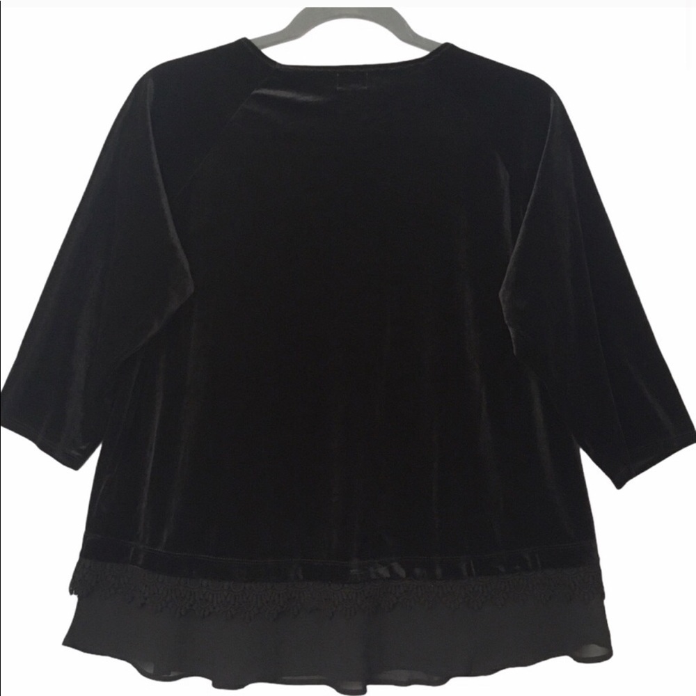 Ava James Black Velvet Lace Trim Blouse. - Picture 7 of 7